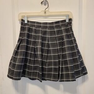 Romwe‎ Y2K Plaid Pleated Skort S Black Mini Schoolgirl Preppy Clueless